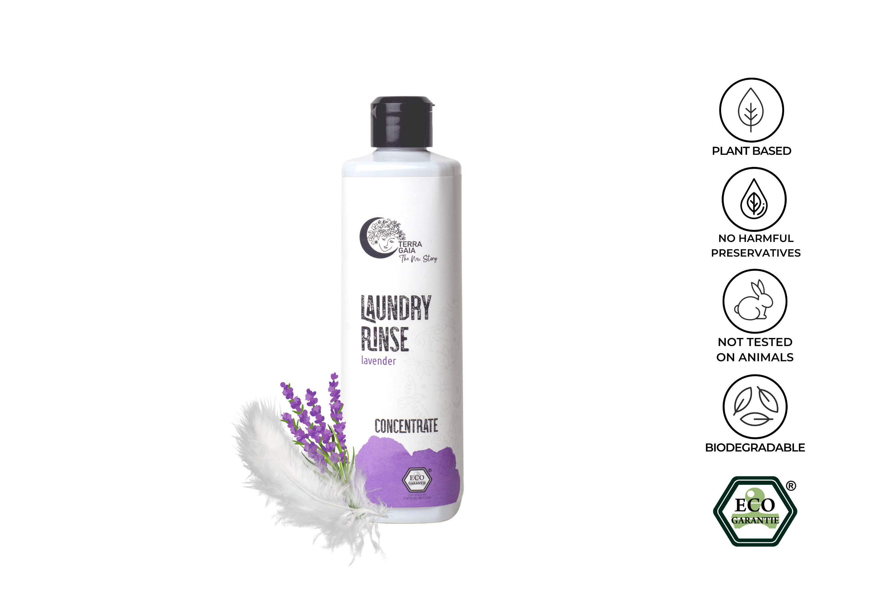 Ekologiškas skalbinių skalavimo skystis (levandų kvapo) Terra Gaia, 500 ml