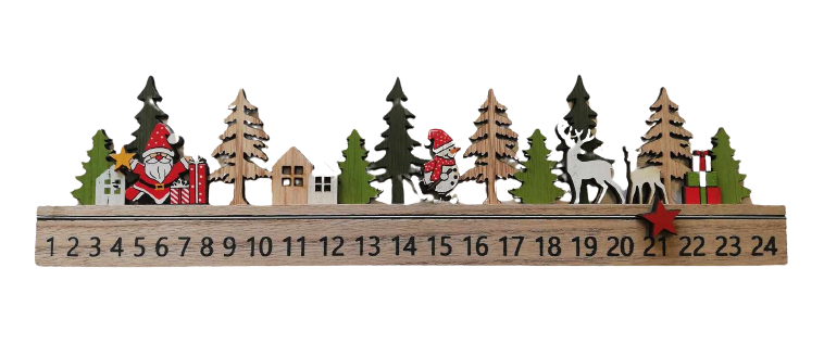 Spalvotas medinis advento kalendorius