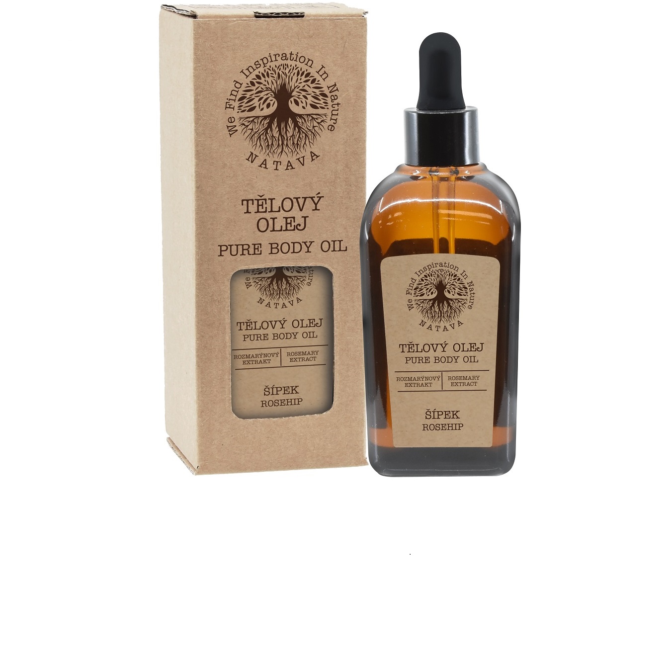 Natūralus erškėtrožių kūno aliejus NATAVA, 100 ml