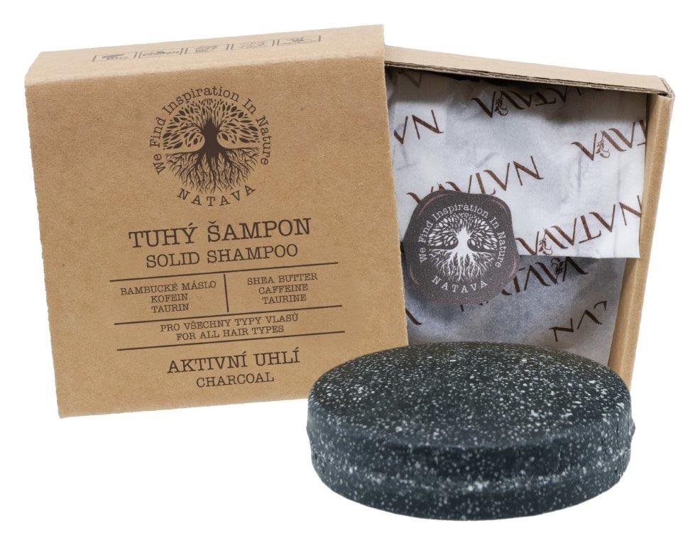 Natūralus kietasis plaukų šampūnas su anglimi NATAVA