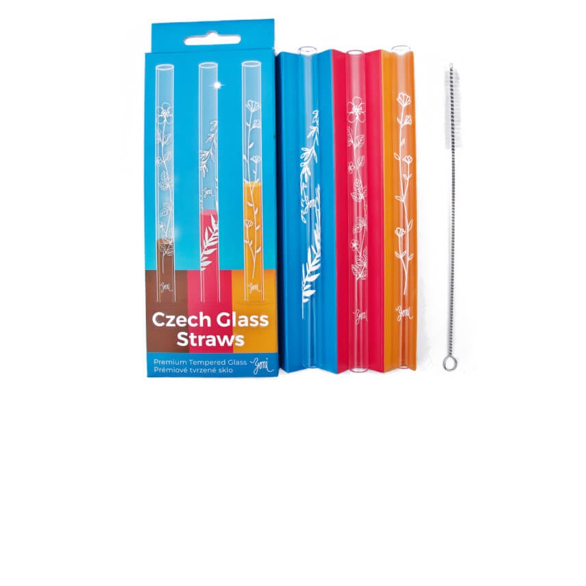 Stikliniai šiaudeliai (3 vnt)