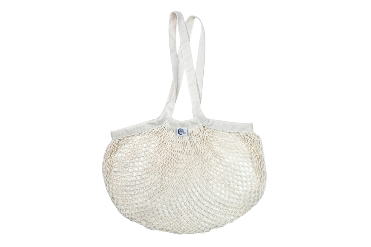 Tinklinis pirkinių krepšys su ilgomis rankenomis (Natural white)