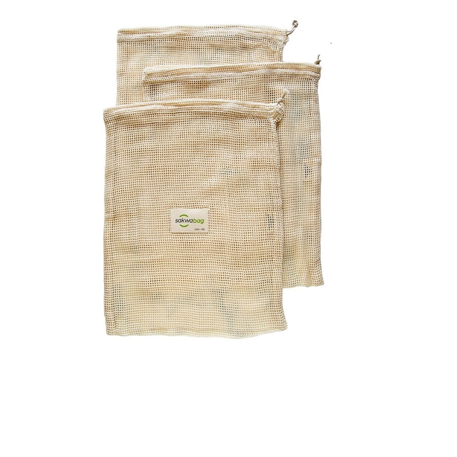 Daugkartiniai tinkliniai maišeliai vaisiams ir daržovėms, 3 vnt. (L dydis)