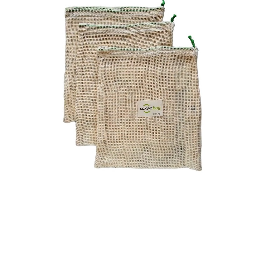 Daugkartiniai tinkliniai maišeliai vaisiams ir daržovėms, 3 vnt. (M dydis)