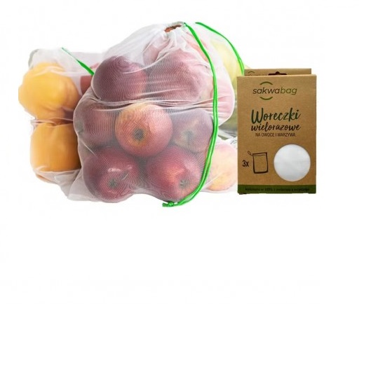 rPET daugkartiniai maišeliai vaisiams ir daržovėms (3 vnt).