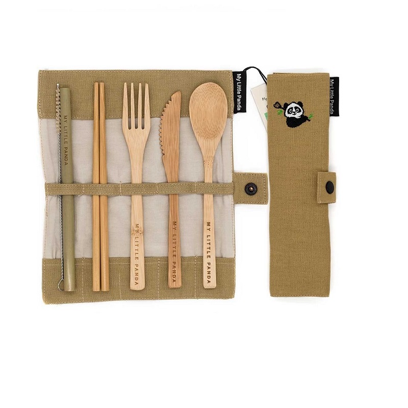 Kelioninis bambukinių stalo įrankių rinkinys (maxi)