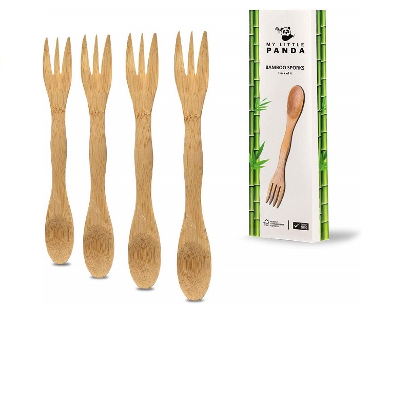 Kelioninis bambukinių šaukštų-šakučių rinkinys