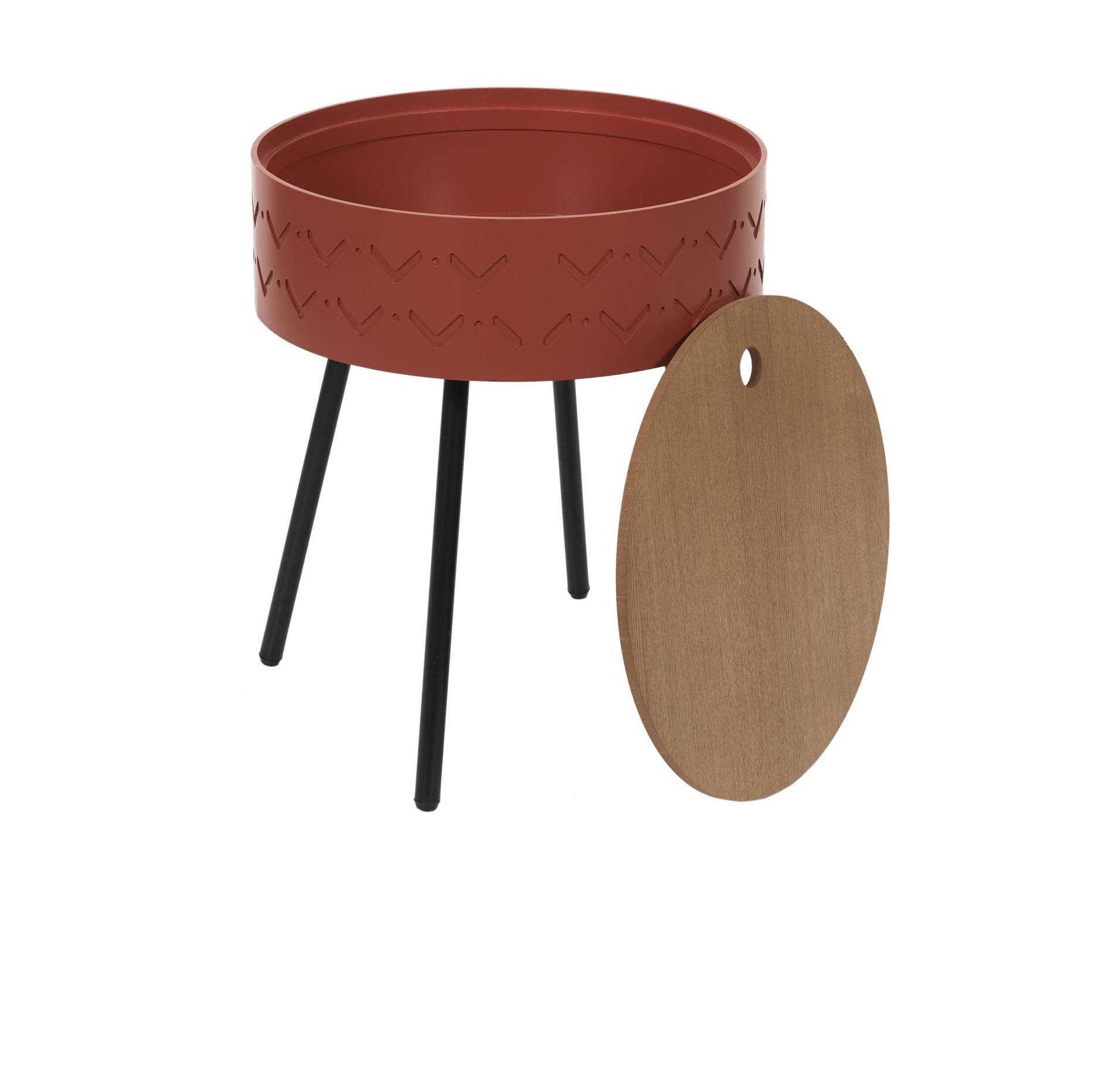 Staliukas 38x38x45 cm, apvalus, raudonos plytos spalvos