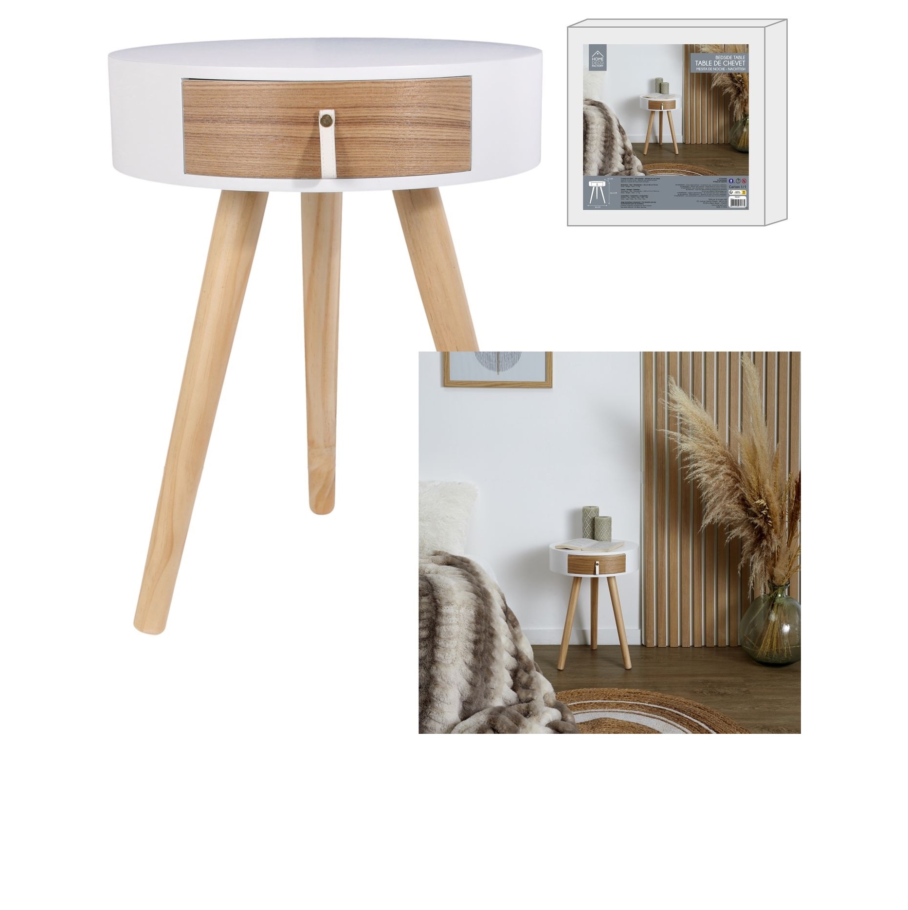 Staliukas su stalčiuku, 35x35x46.5m, baltas