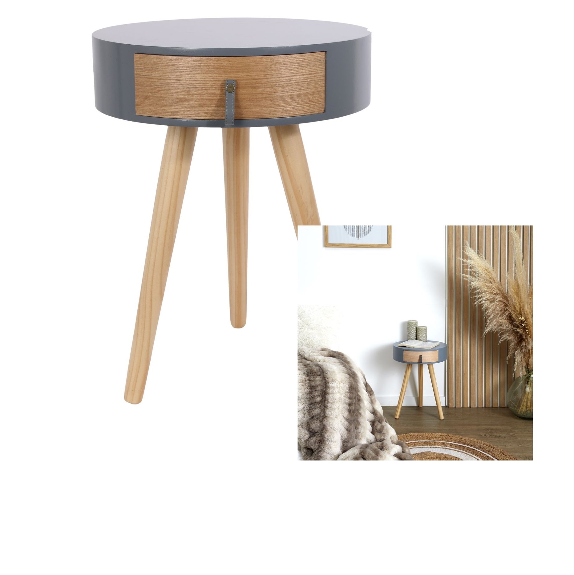 Staliukas su stalčiuku, 35x35x46.5cm, pilkas