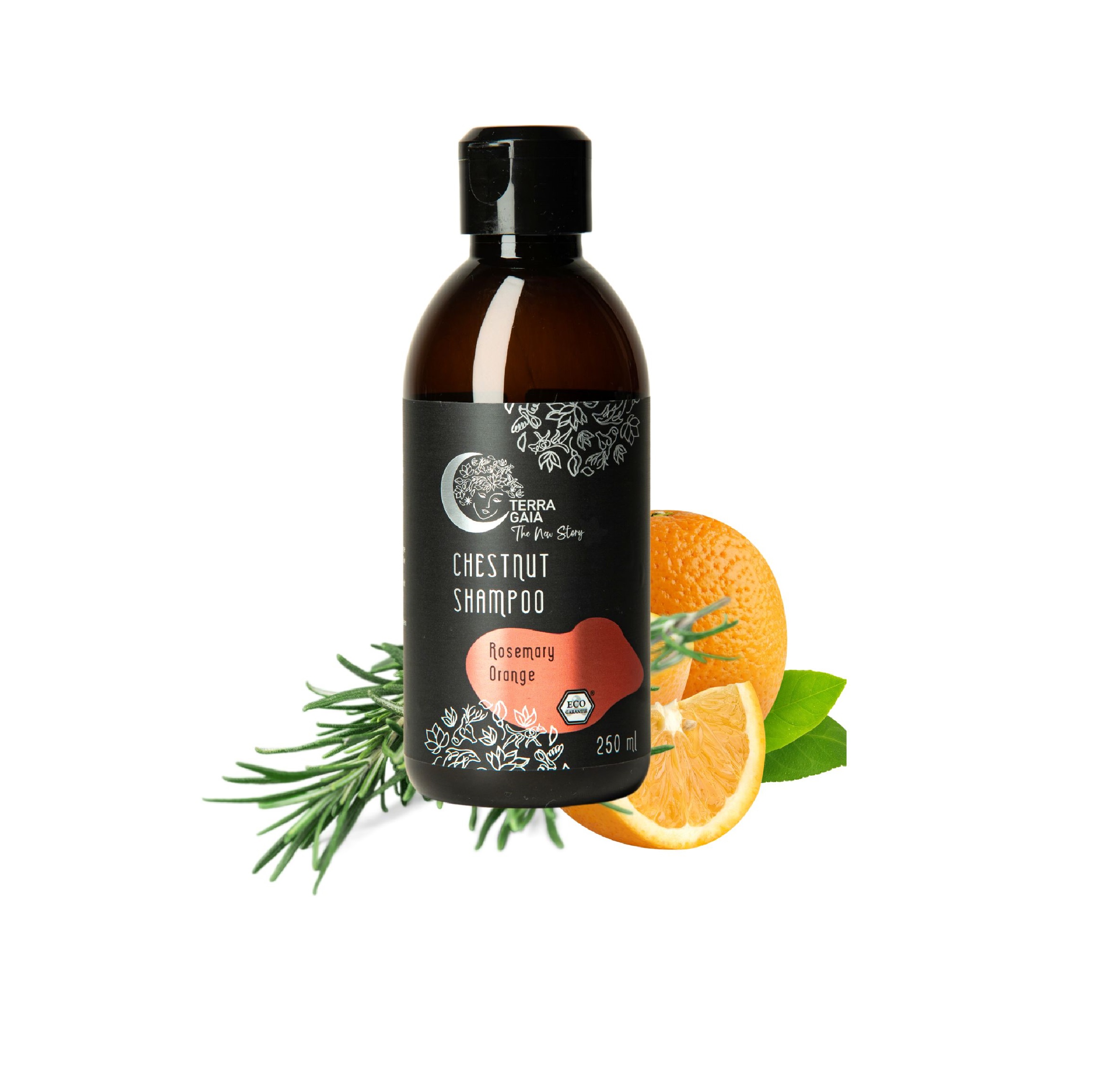 Kaštonų šampūnas plaukams  su rozmarinu ir apelsinais Terra Gaia, 250 ml