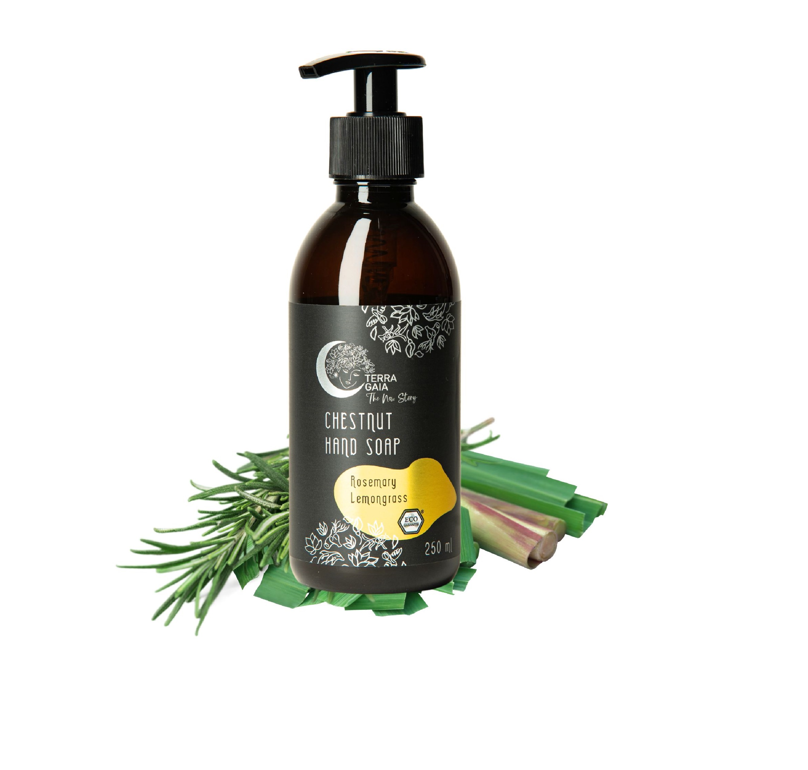 Kaštonų skystas rankų muilas su rozmarinu ir citrinžole Terra Gaia, 250 ml